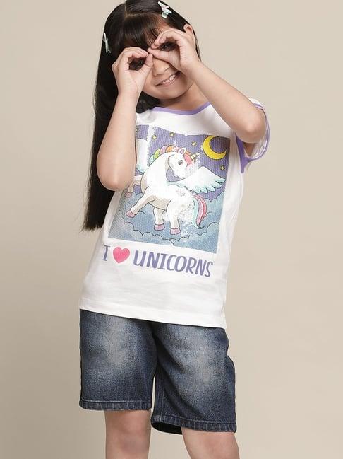 kidsville white cotton printed t-shirt