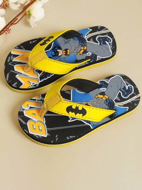 kidsville yellow & black batman printed flip flops