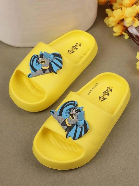 kidsville yellow & blue batman printed casual slides