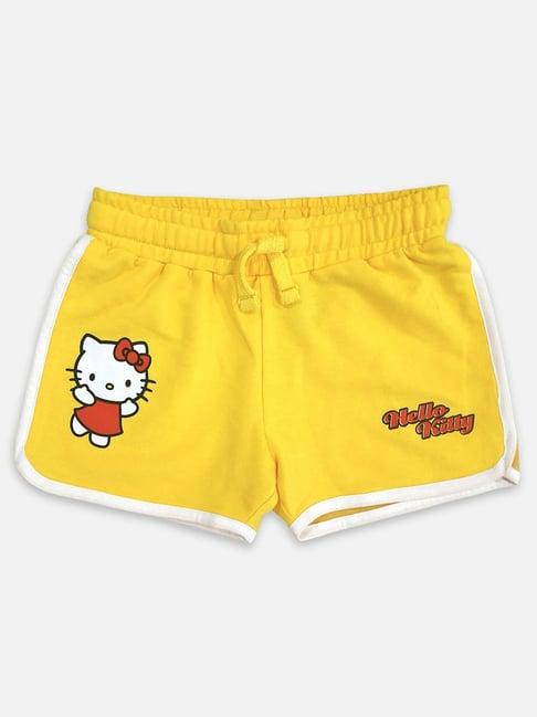 kidsville yellow kitty print shorts