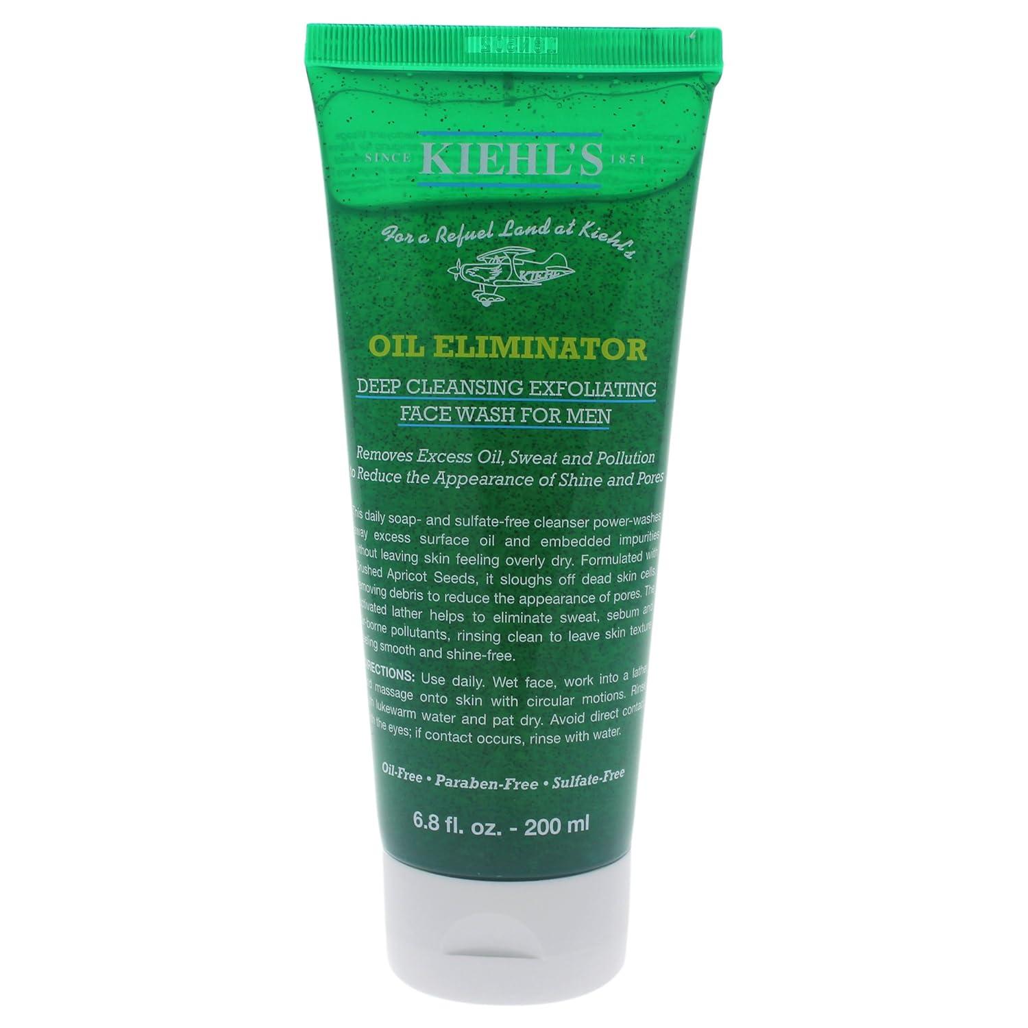 kiehl's men's oil eliminator deep cleansing exfoliating face wash 2ml/6.8oz