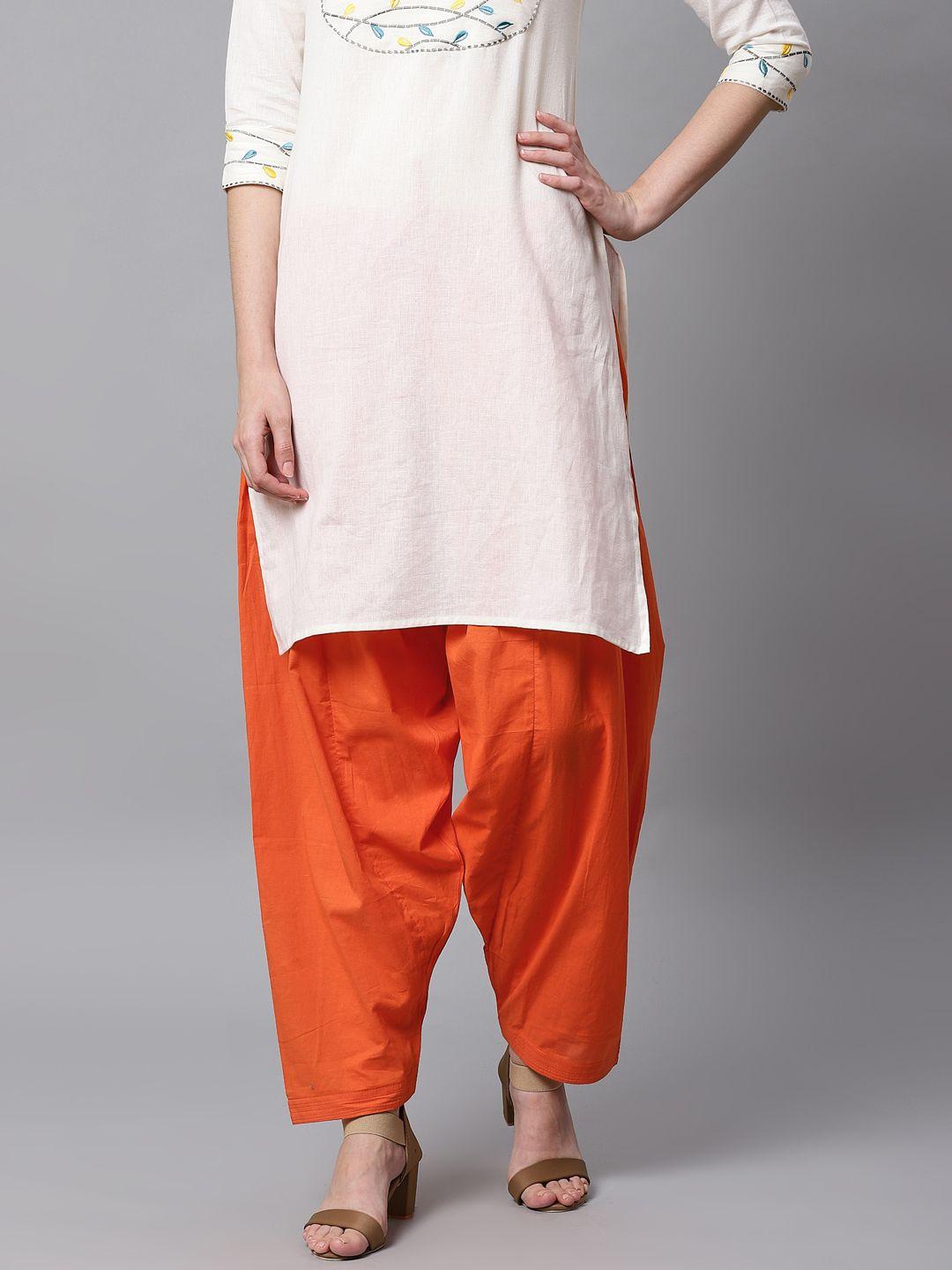 kifahari women orange solid loose fit salwar