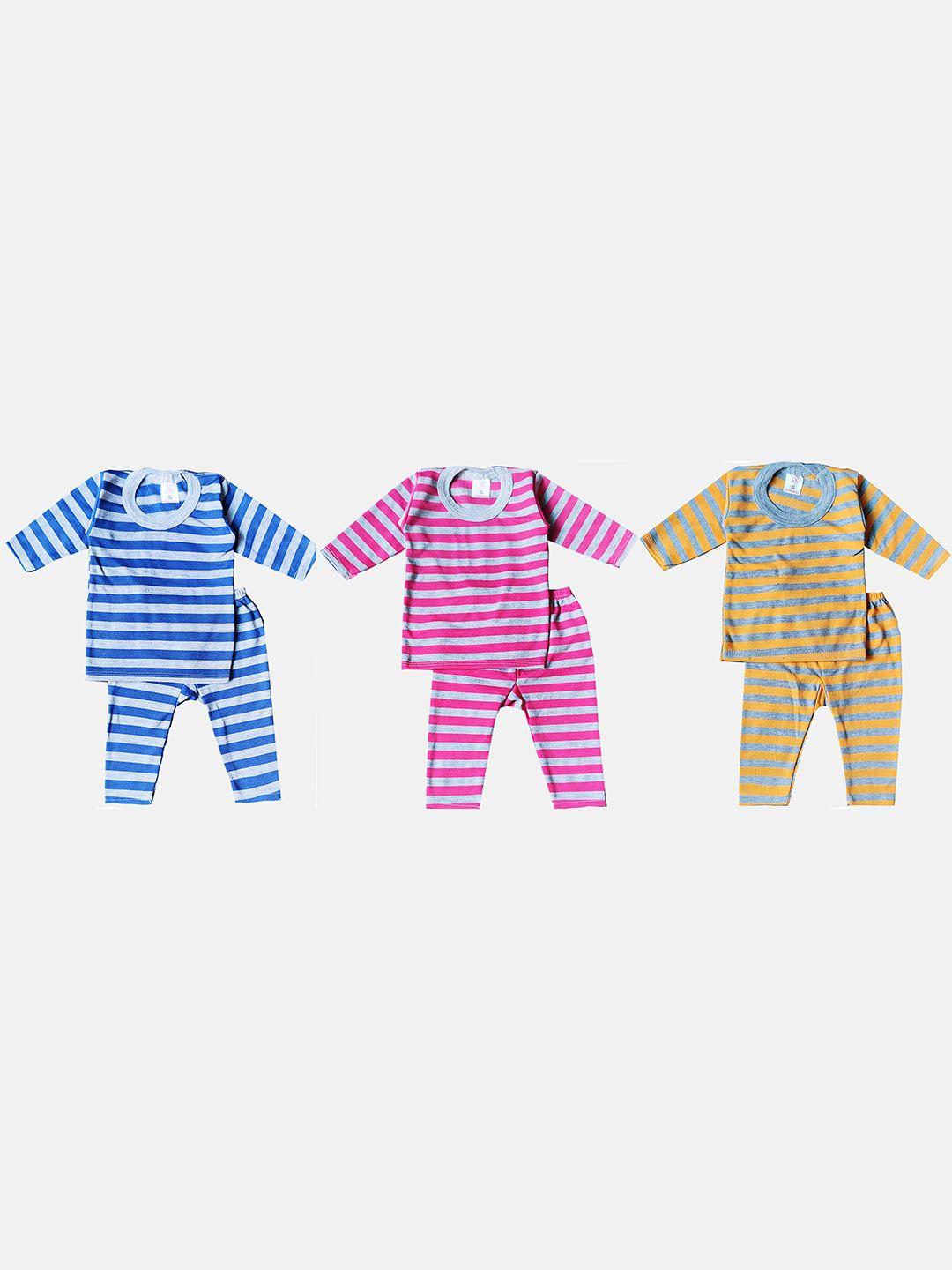 kifayati bazar unisex kids blue & pink striped t-shirt with pyjamas