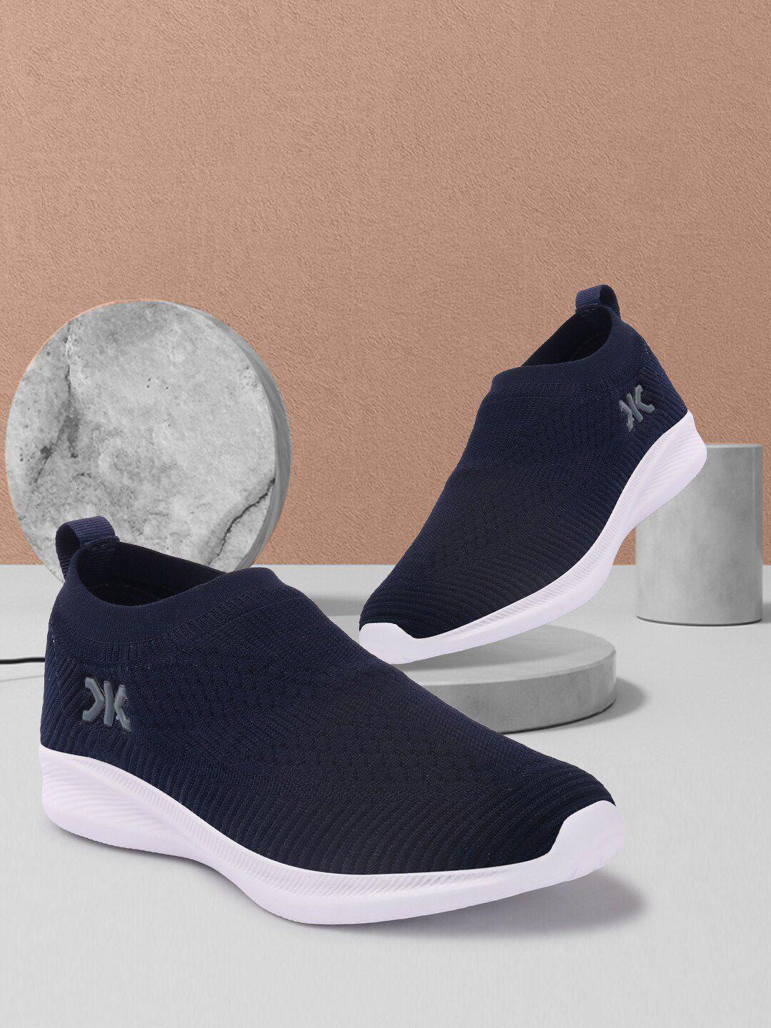killer men navy blue & white woven design slip-on sneakers