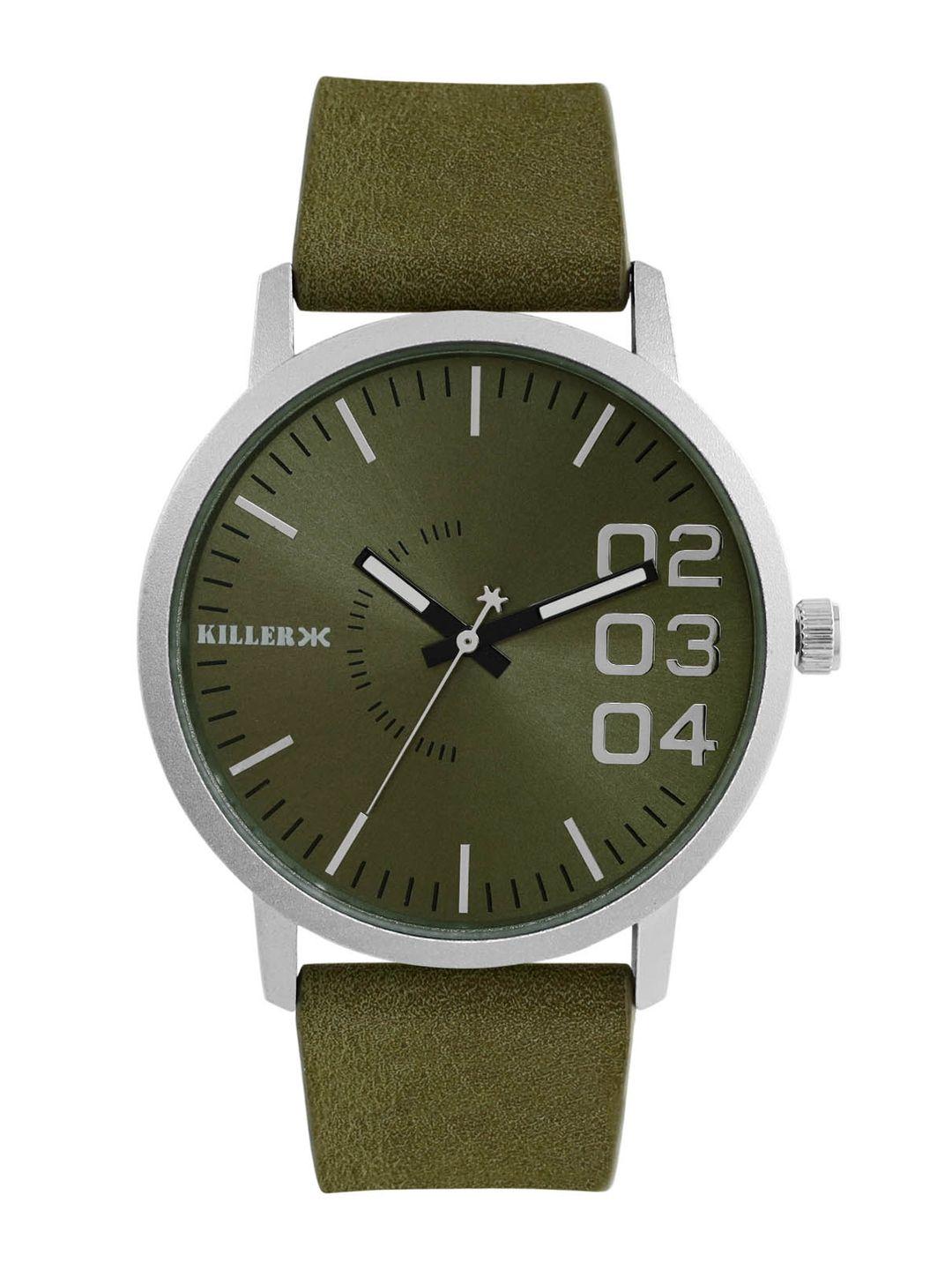 killer men olive green solid analogue watch kl-1c