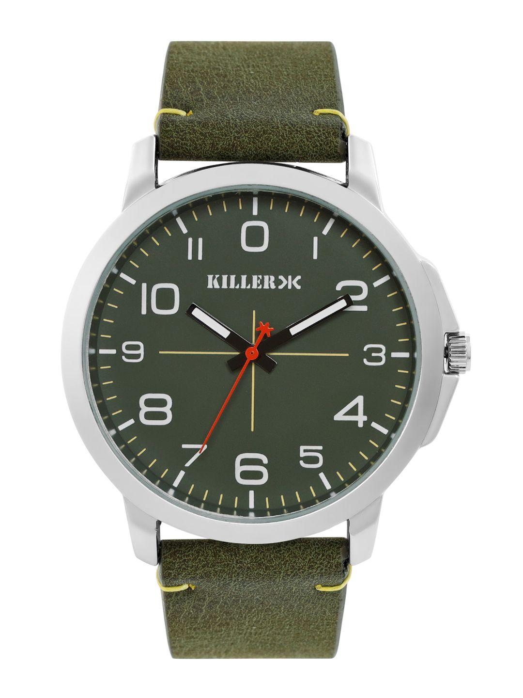 killer men olive green solid analogue watch kl-9c