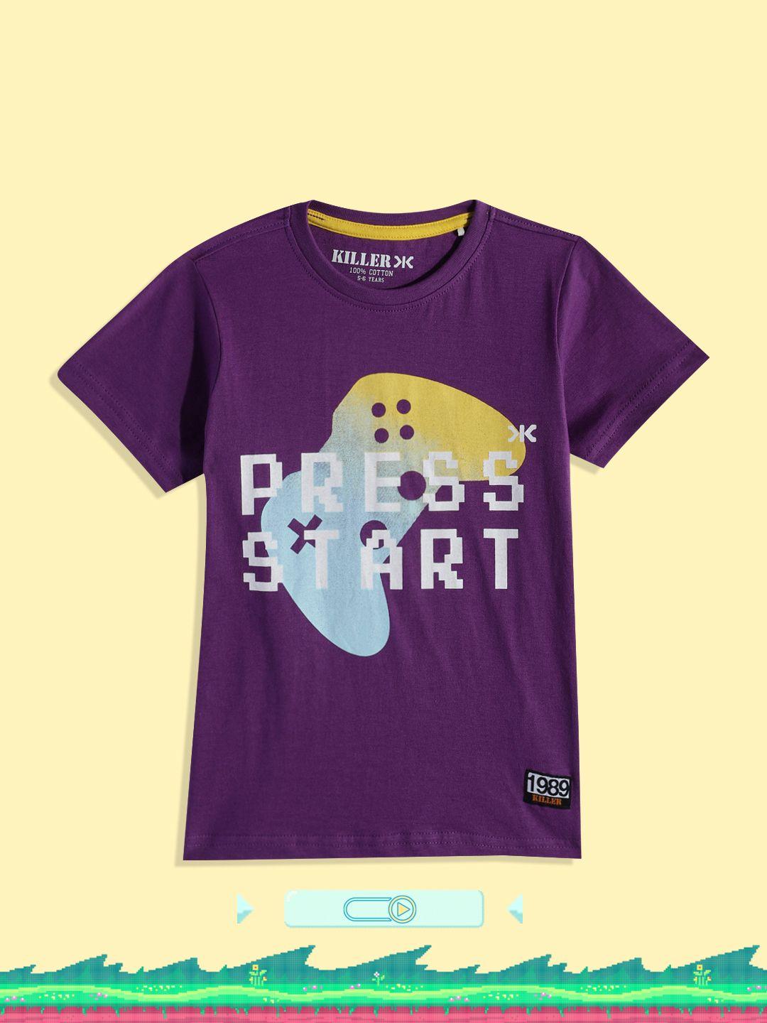 killer boys purple typography printed pure cotton t-shirt