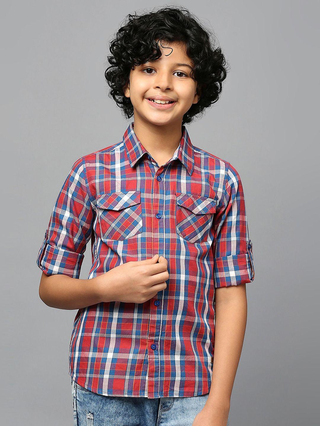 killer boys tartan checked  roll-up sleeves classic fit pure cotton casual shirt