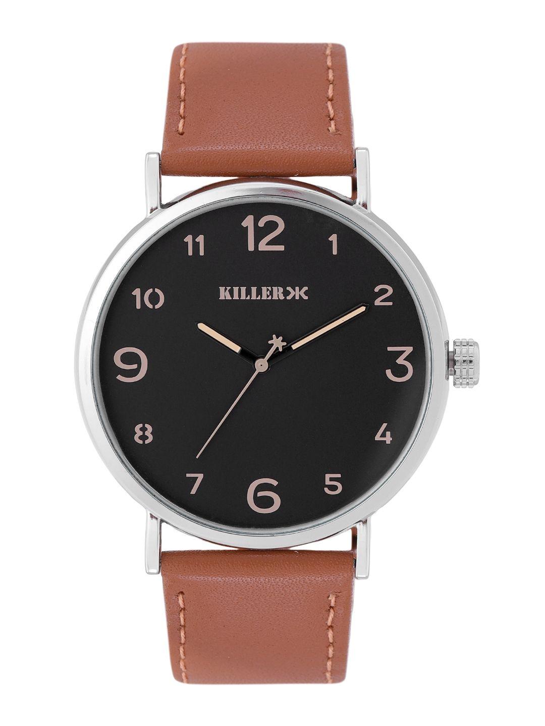 killer men black dial & brown straps rebel analogue watch kl22/003-a