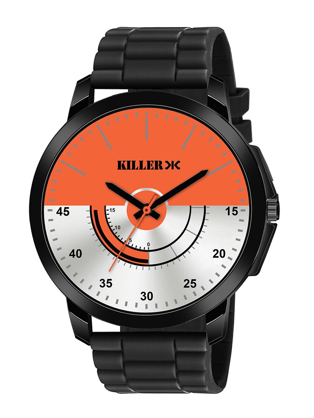 killer men brass dial & bracelet style straps analogue watch kl-9400-orange