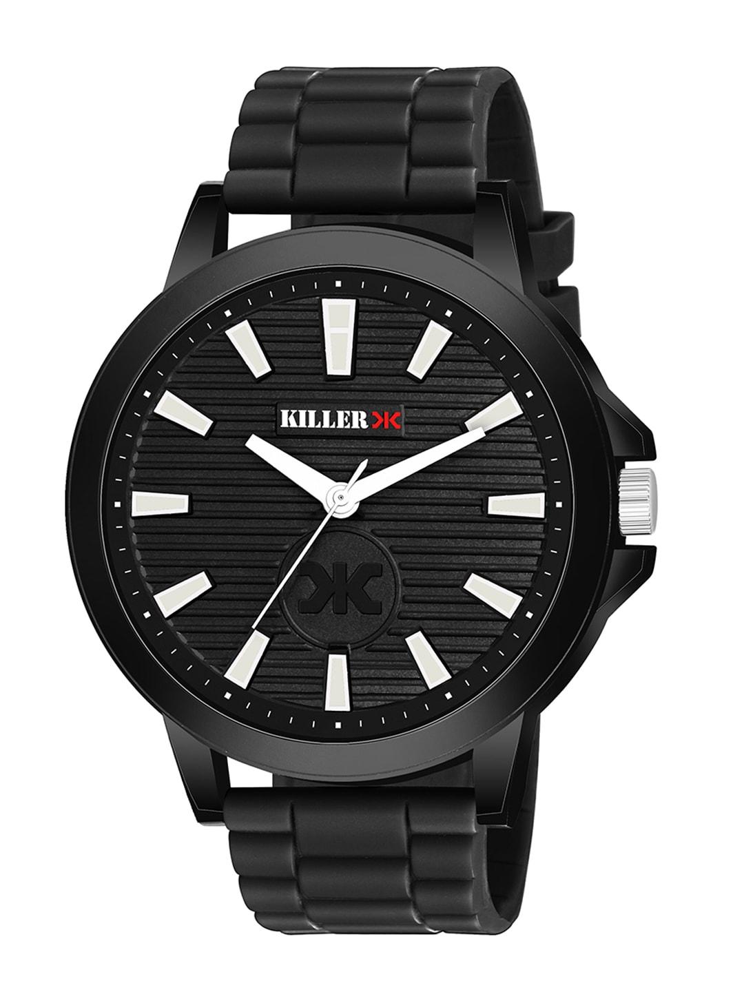 killer men brass dial & bracelet style straps analogue watch kl-9613-black