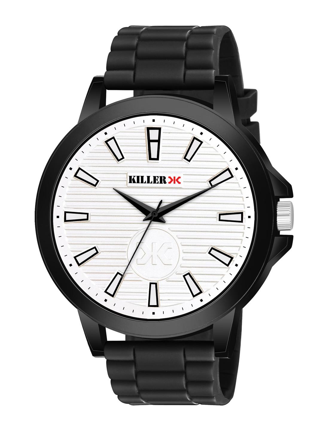 killer men brass dial & regular straps analogue watch kl-9613-white