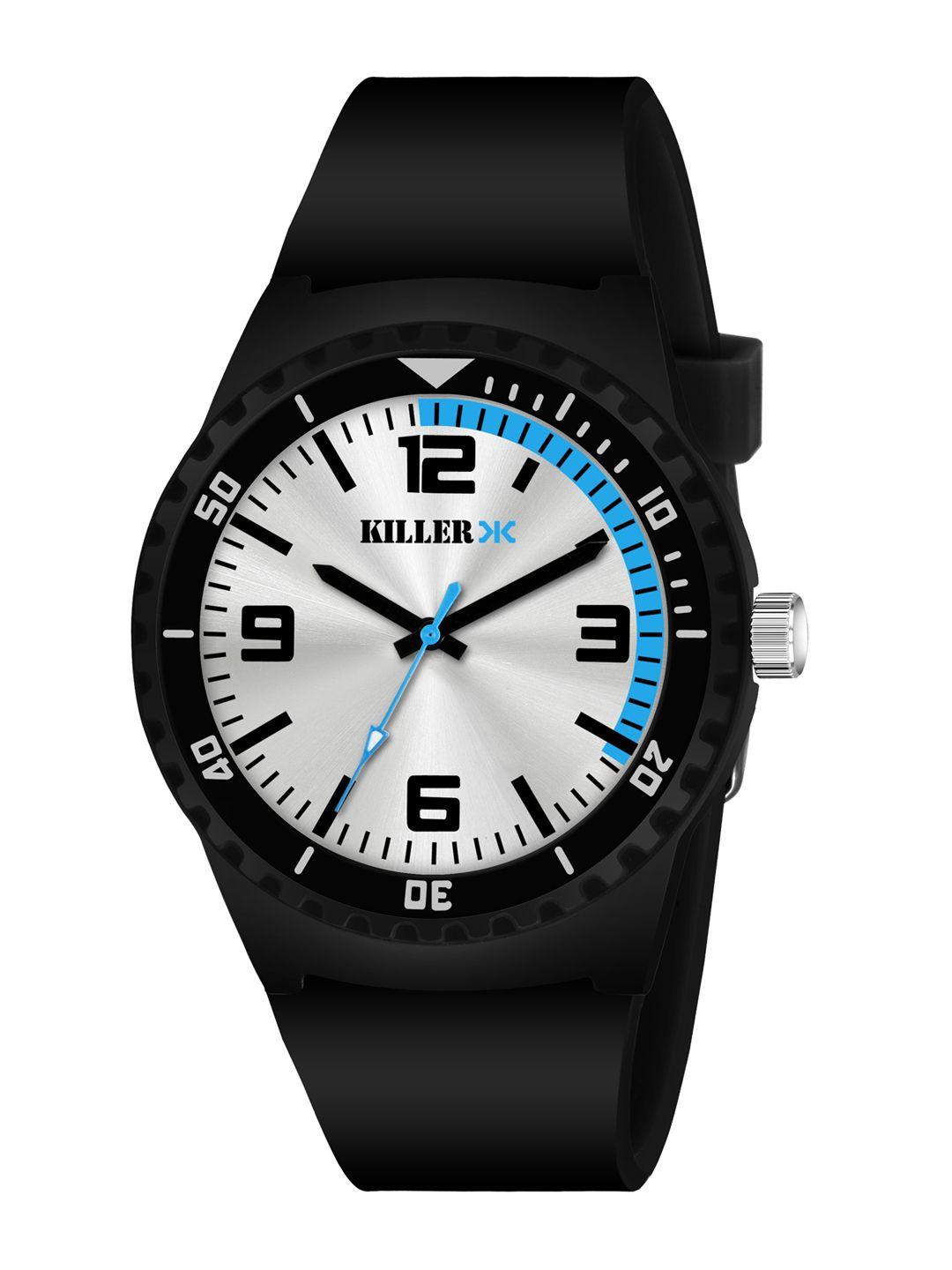 killer men brass printed dial & straps analogue watch kl-9612-blue