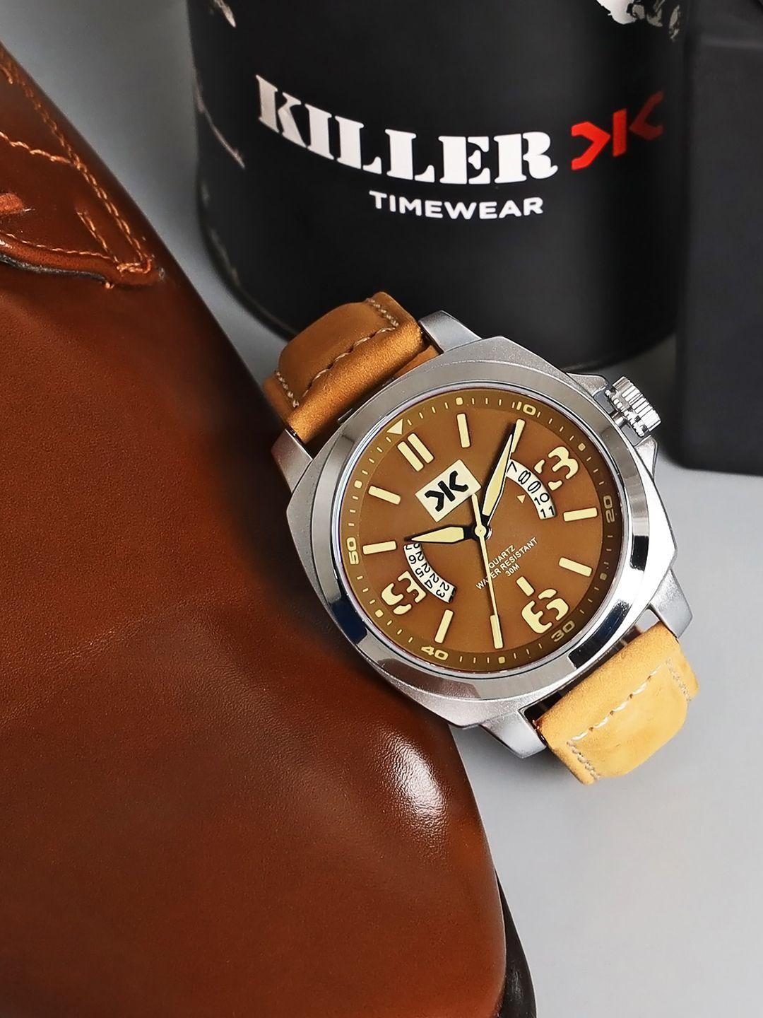 killer men brass textured straps digital watch klmo85b