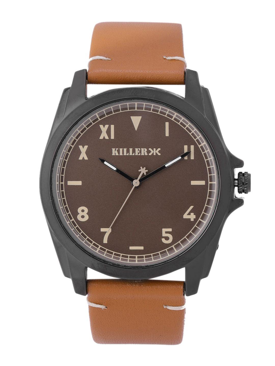 killer men brown dial & straps rebel analogue watch kl22/007-a