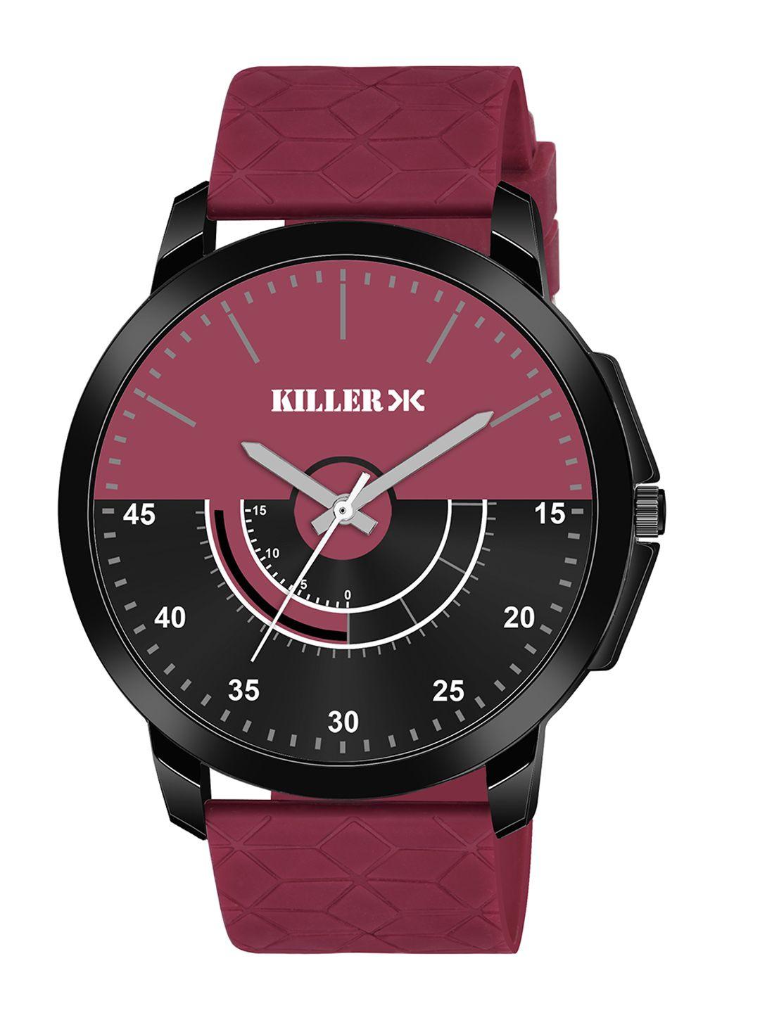 killer men round analogue watch kl-9400-maroon