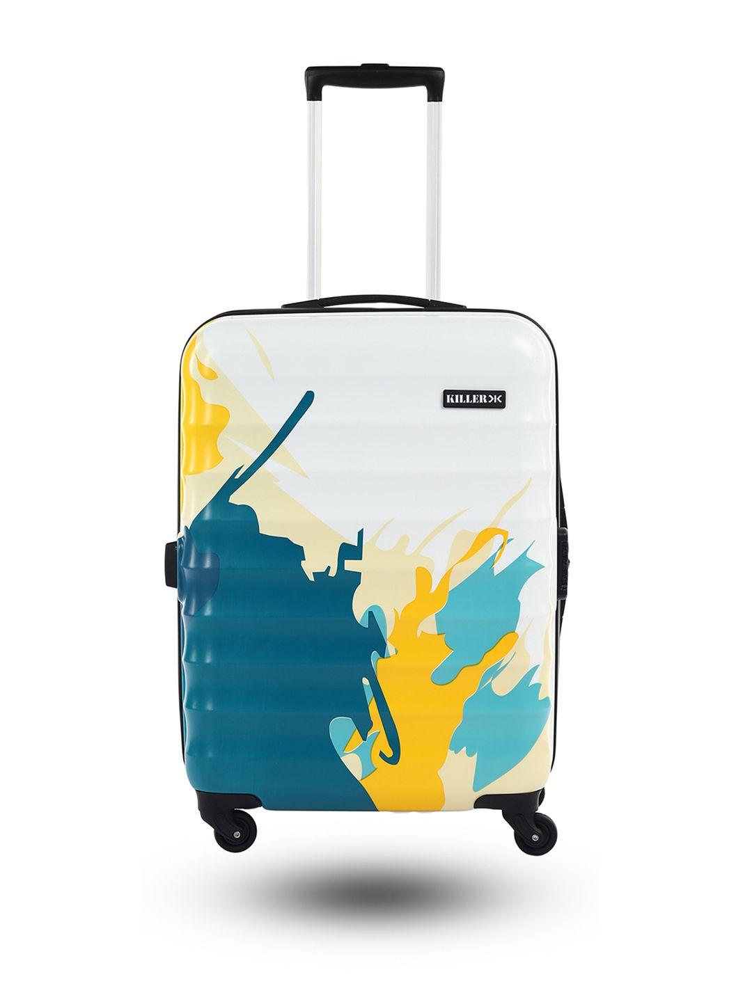 killer unisex abstract printed medium trolley suitcase