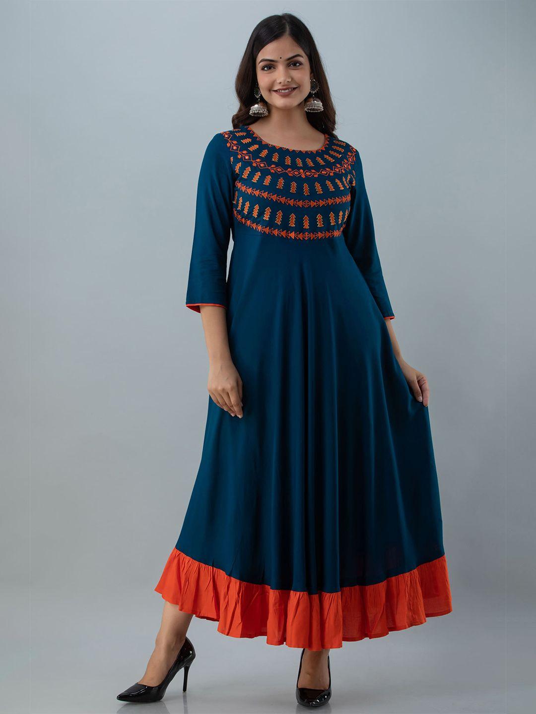 kimayra teal ethnic maxi ethnic dress