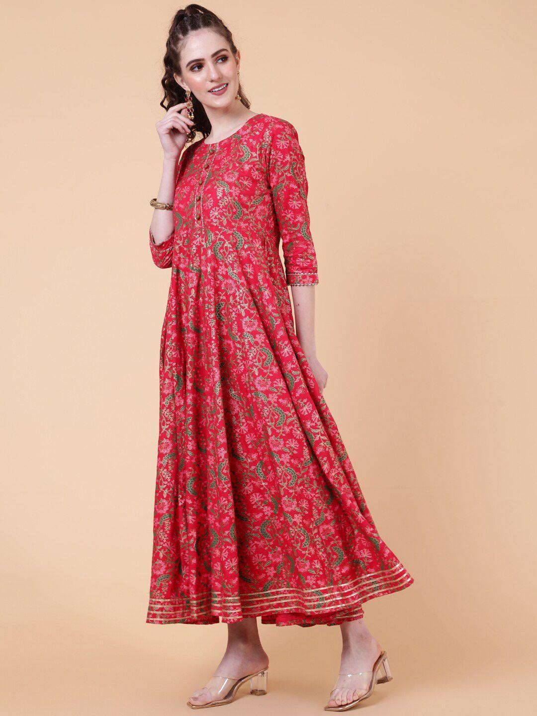 kimayra floral printed cotton fit & flare ethnic dresses