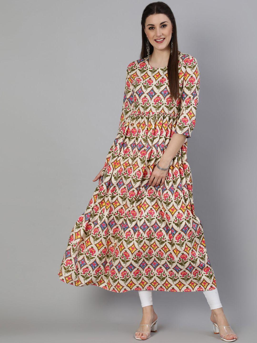 kimayra women multicoloured ethnic motifs printed anarkali kurta