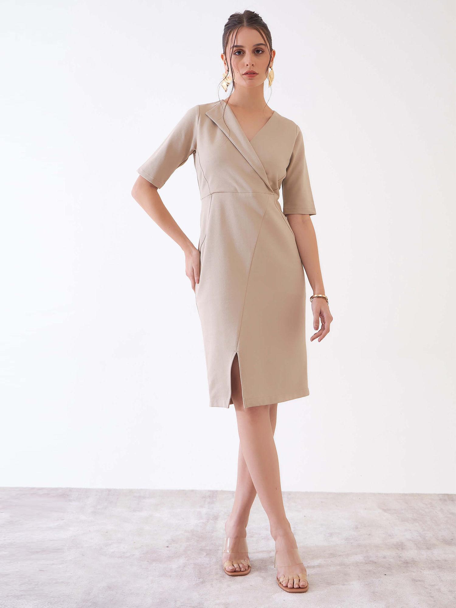 kimberly-ivory seam detail sheath dress