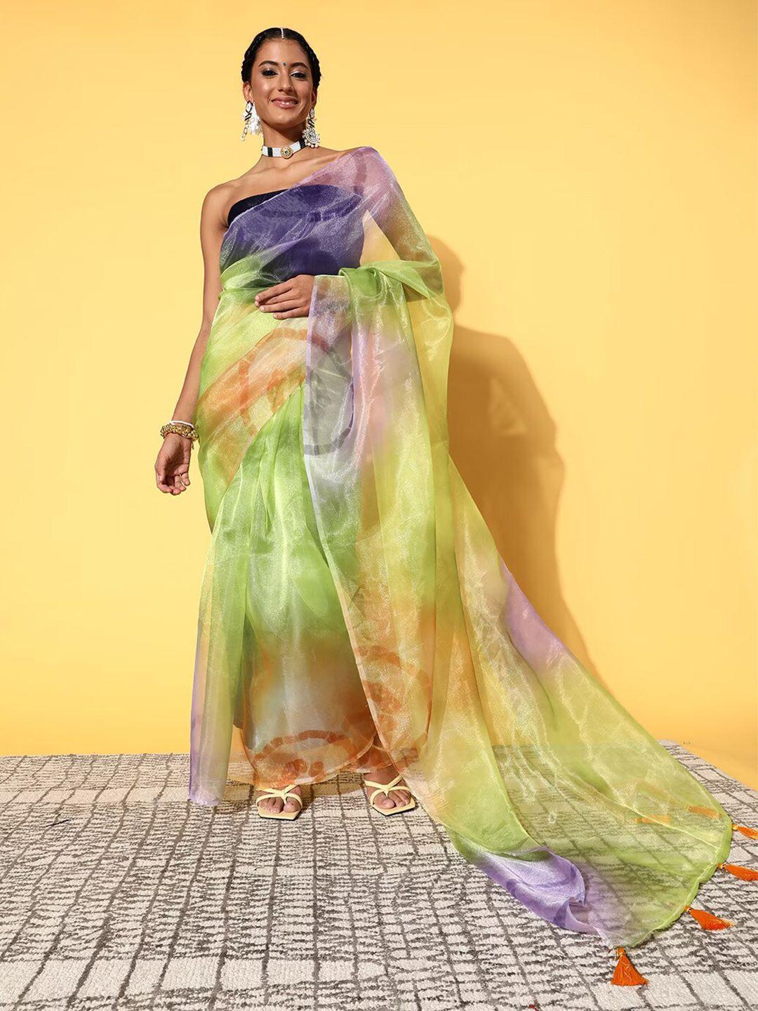 kimisha abstract printed organza saree