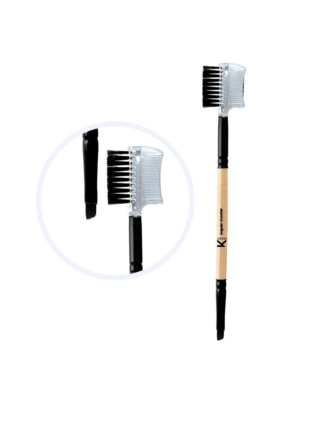 kinded 2 in 1 natural wooden handle eye grooming angular makeup brush