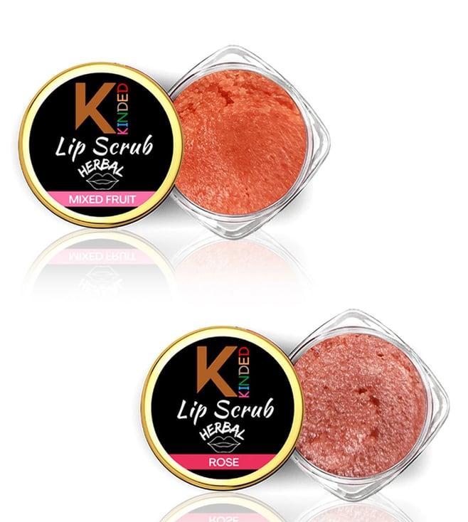 kinded herbal mixed fruit & rose lip scrub combo