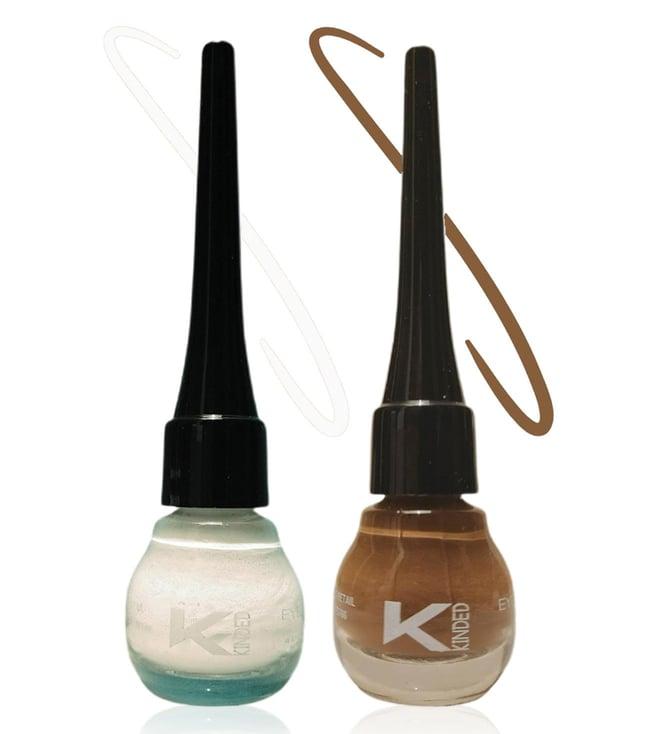 kinded liquid eye liner camel brown & white pearl combo