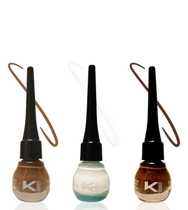kinded liquid eye liner chocolate brown, camel brown & white pearl combo