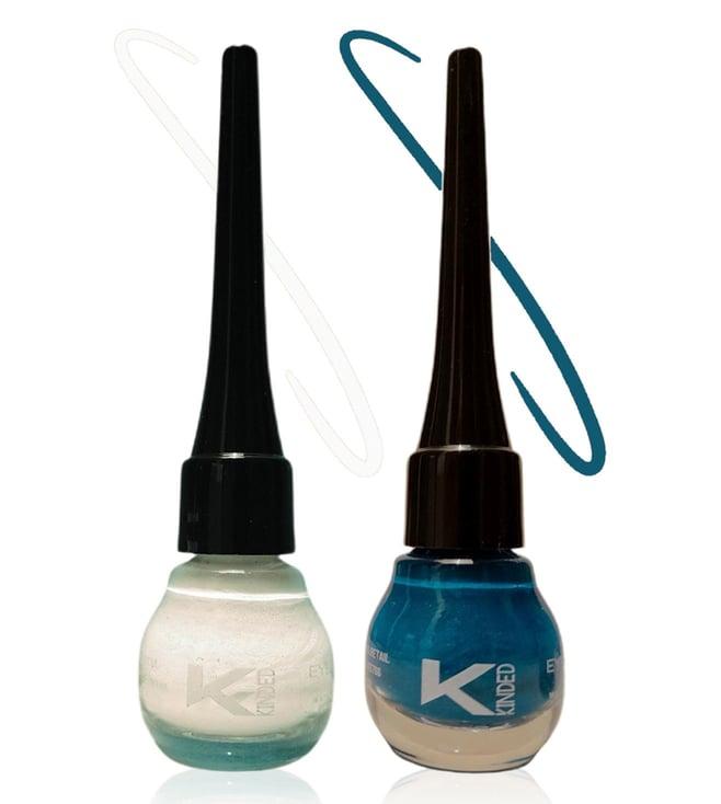 kinded liquid eye liner teal green & white pearl combo