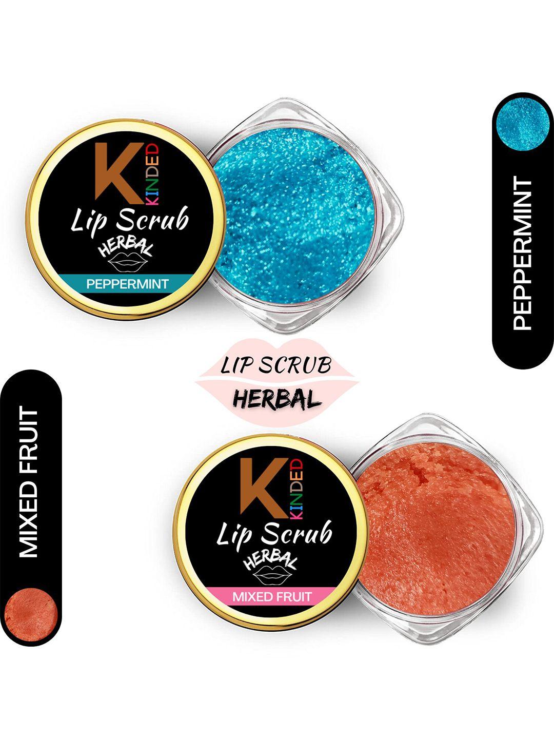 kinded set of 2 herbal lip scrub 10 g each - peppermint 01& mixed fruit 02