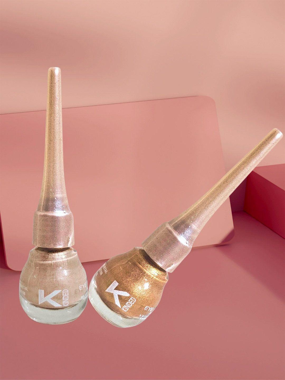 kinded set of 2 long lasting liquid eyeliner - 5ml each - pink pearl-cool copper