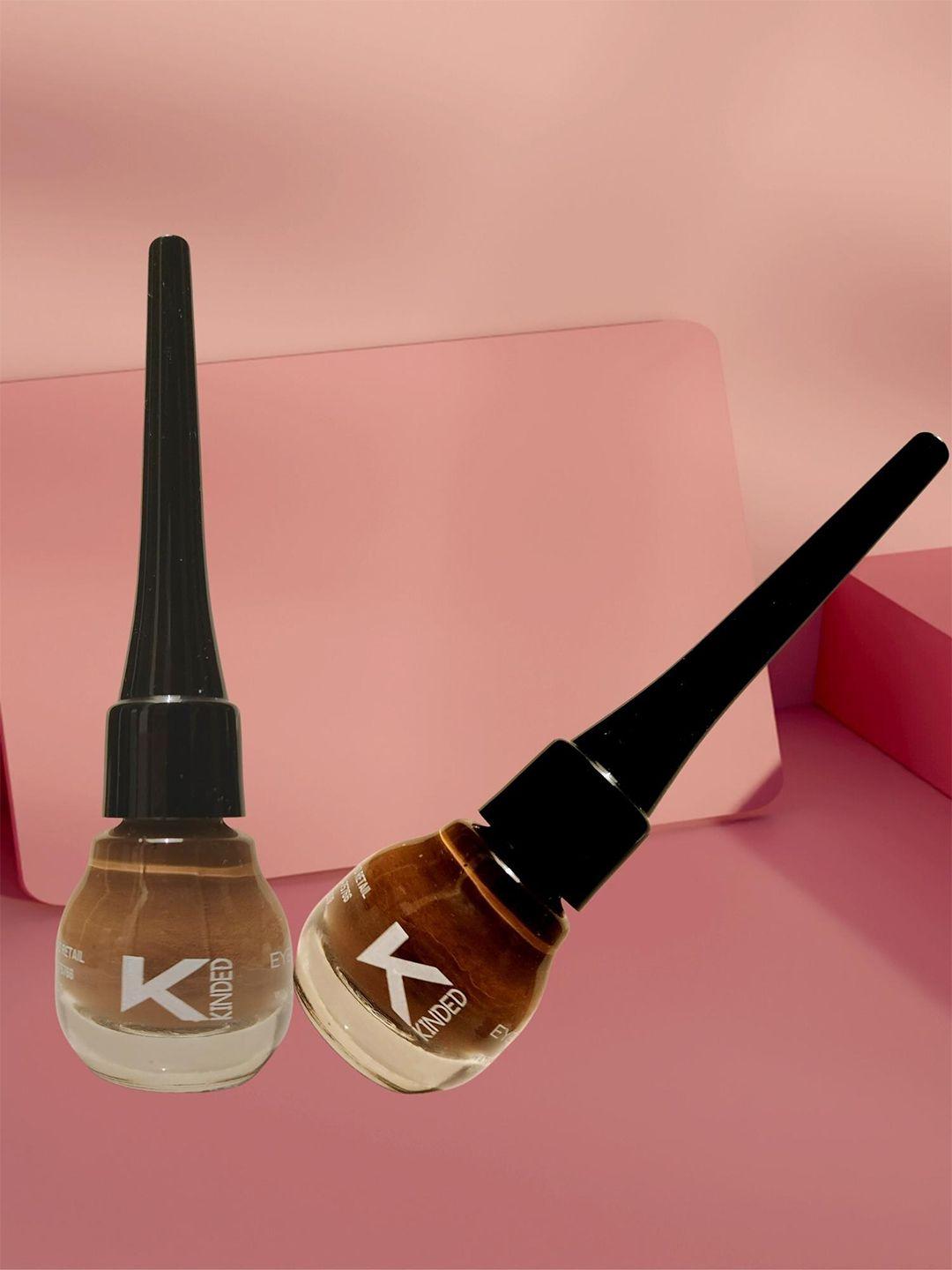 kinded set of 2 smudge proof liquid eye liner 5ml each-chocolate brown 03 & camel brown 05