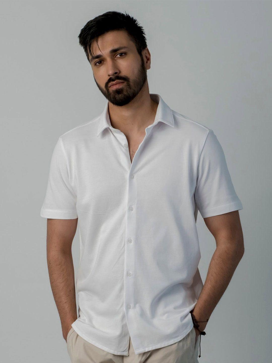 kingdom of white men white slim fit opaque casual shirt