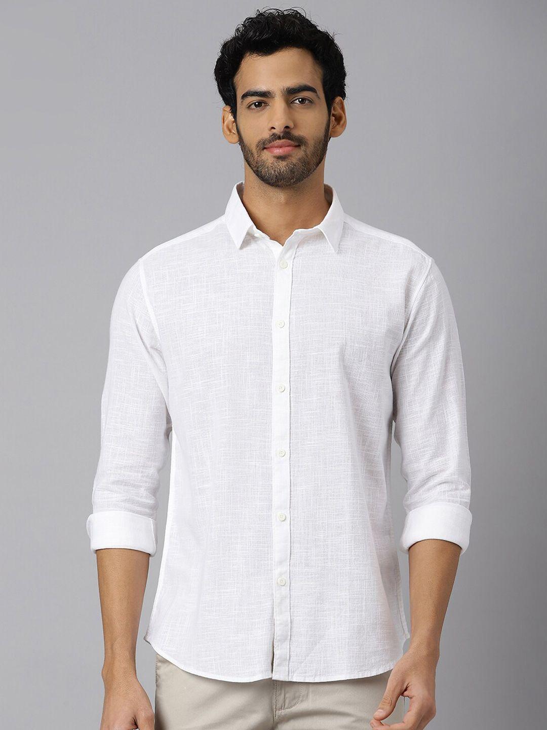 kingdom of white spread collar casual cotton shirt