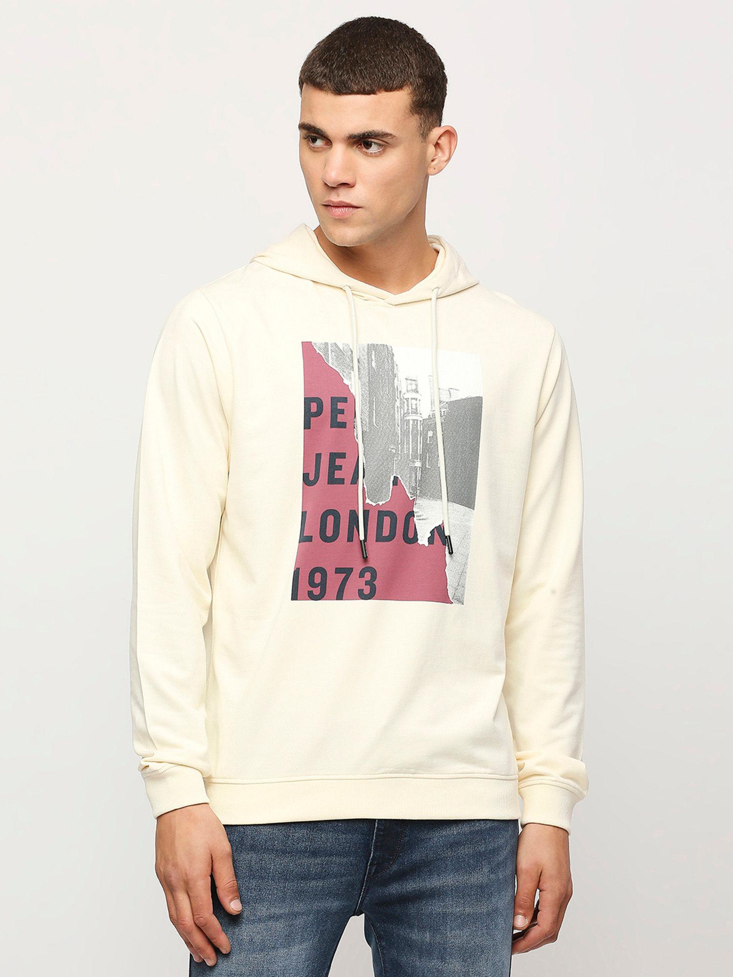 kingsley photographic printed hooded sweatshirt off white