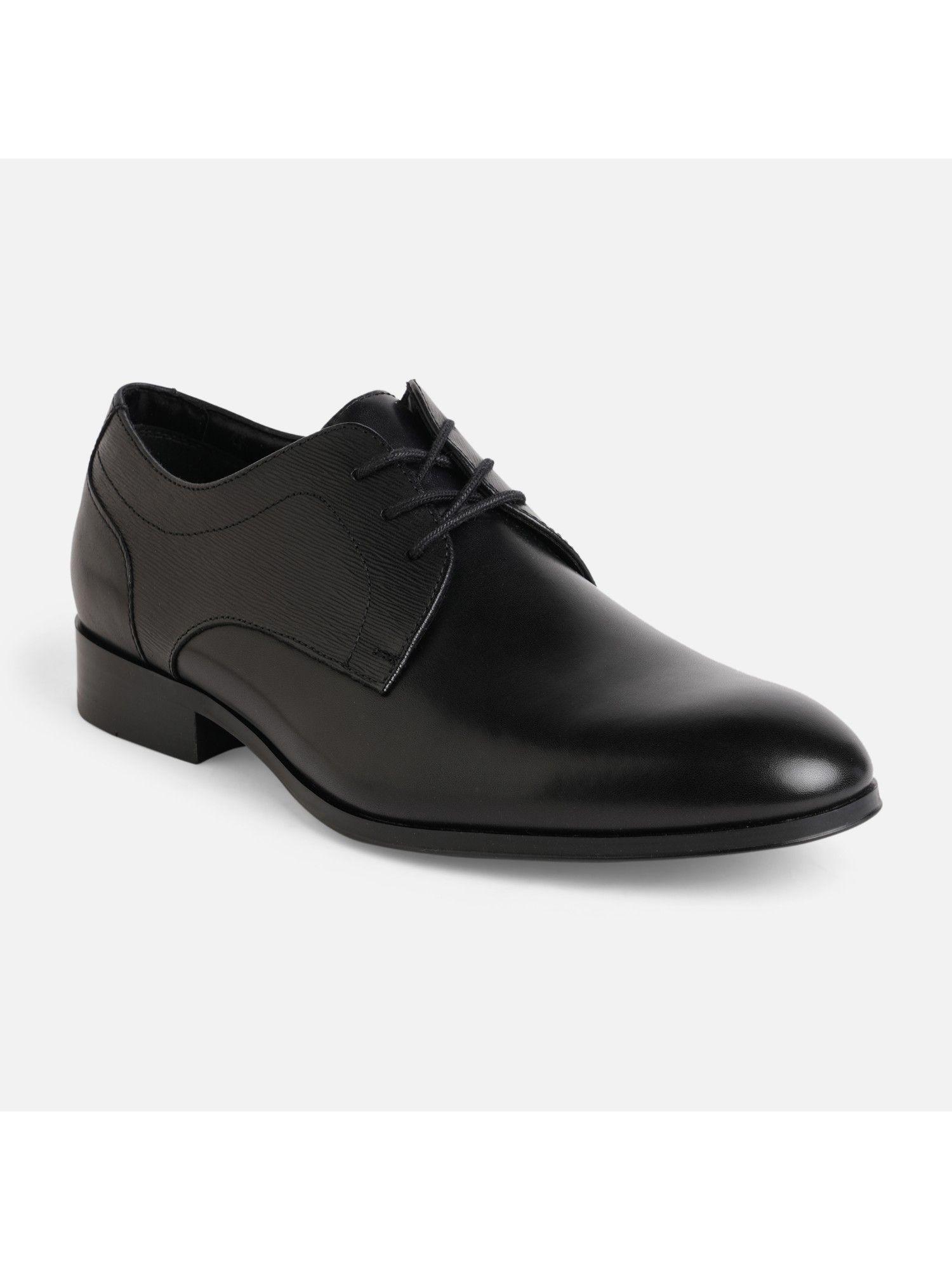 kingsley textured leather black derbies