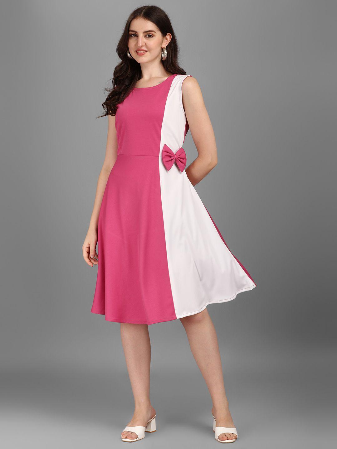 kinjo pink & white colourblocked formal dress
