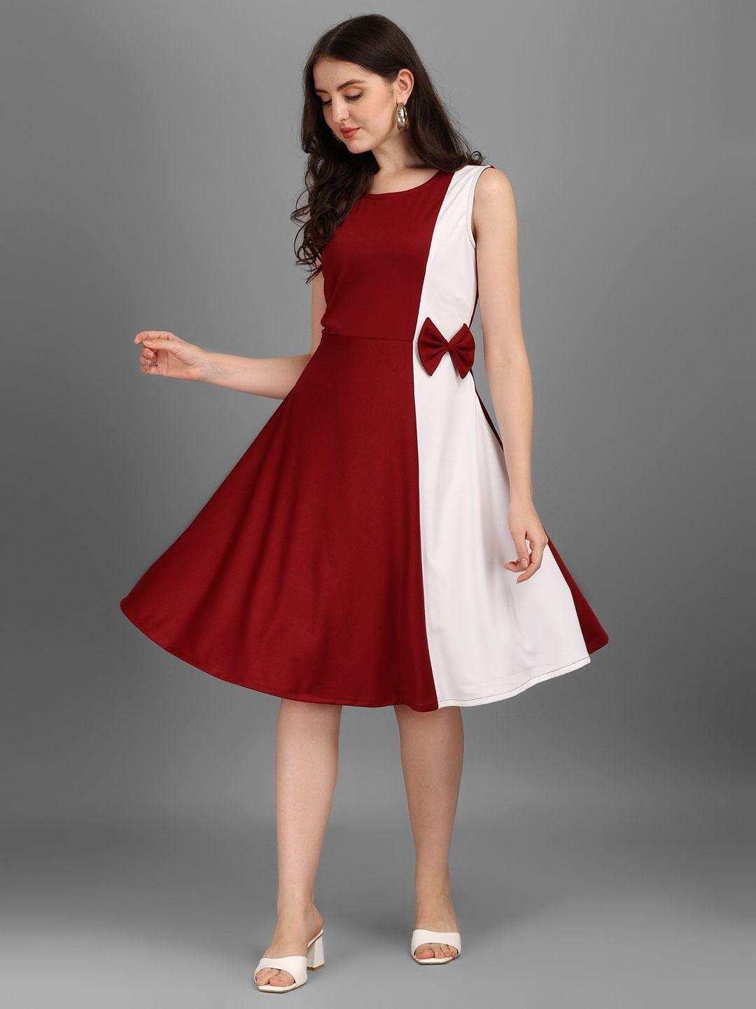 kinjo colourblocked bow detail fit & flare dress