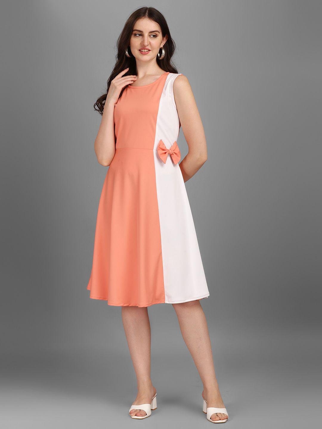 kinjo colourblocked bow detail fit & flare dress