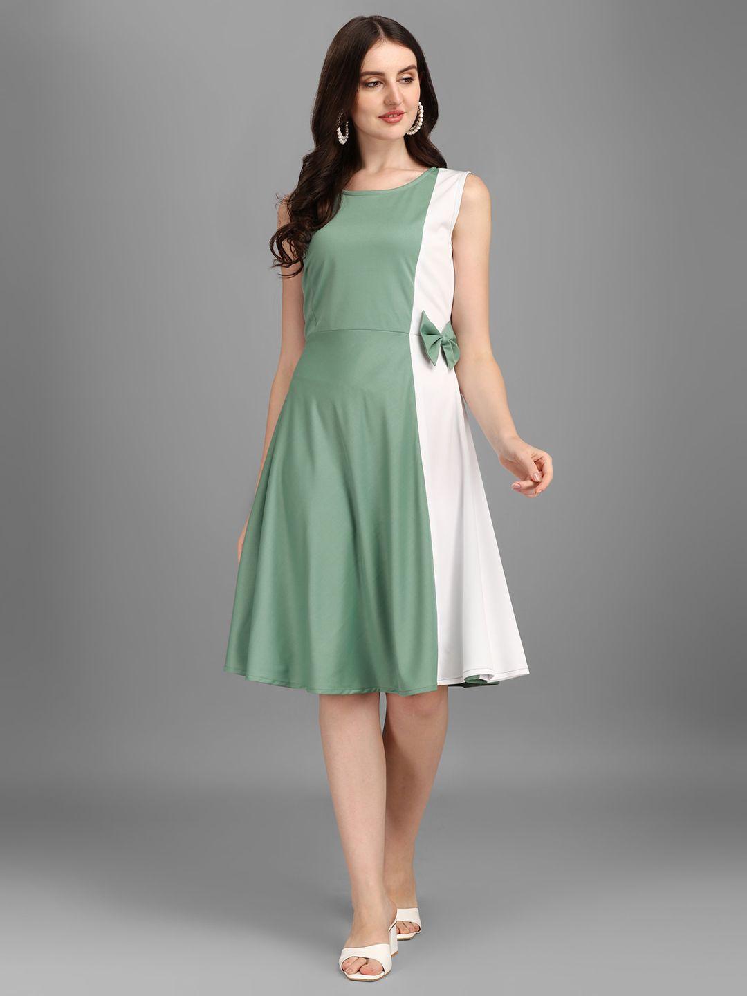 kinjo colourblocked bow detail fit & flare dress