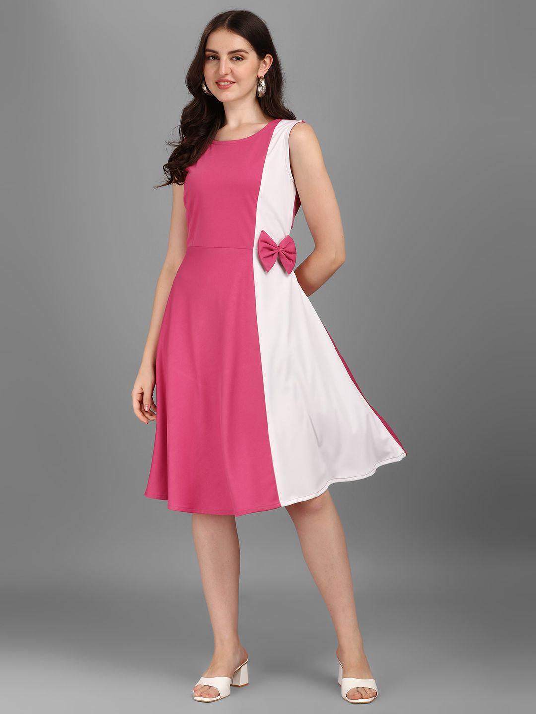 kinjo colourblocked bow detail fit & flare dress