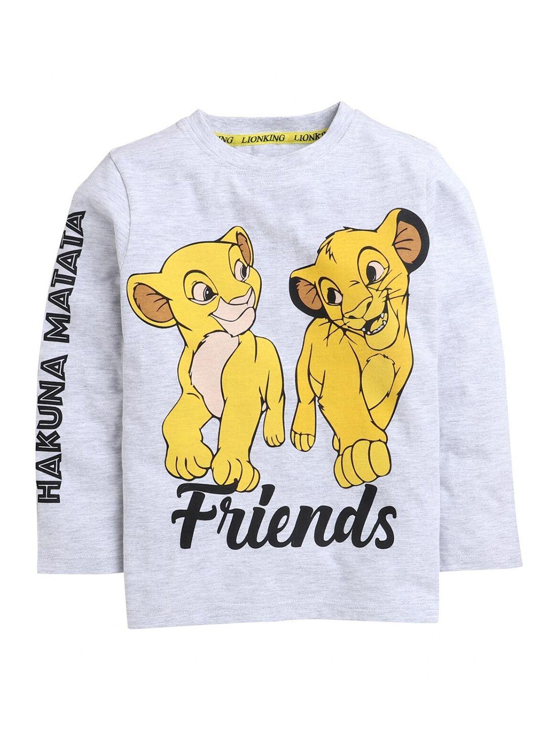 kinsey boys grey melange lion king printed bio finish raw edge t-shirt