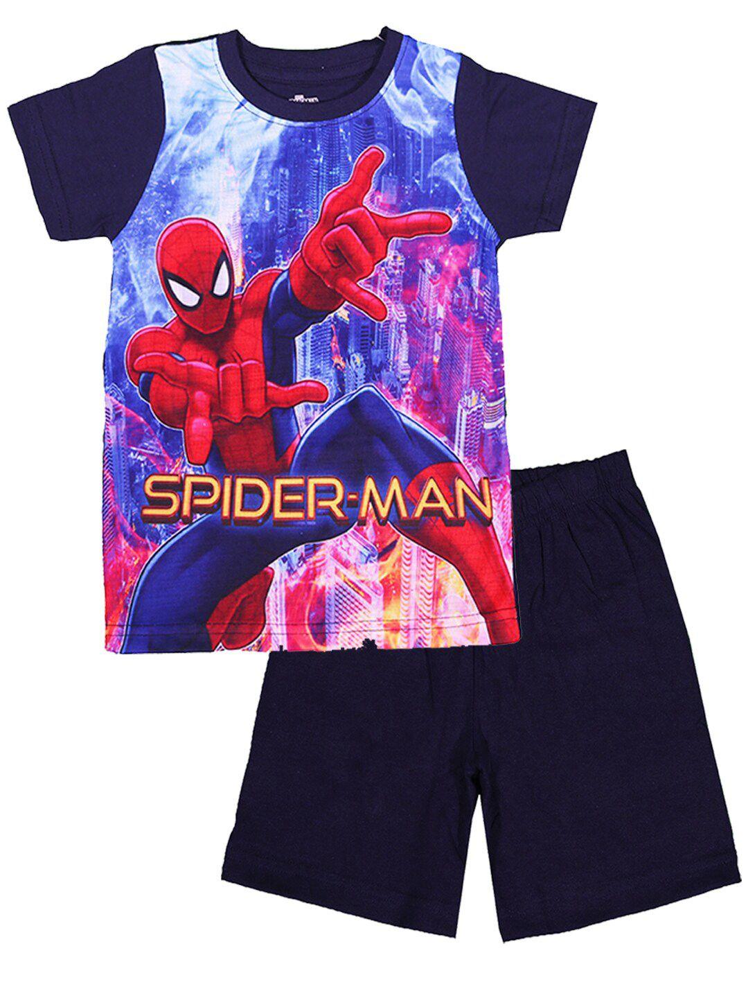 kinsey boys marvel spiderman printed t-shirt with shorts clothing set