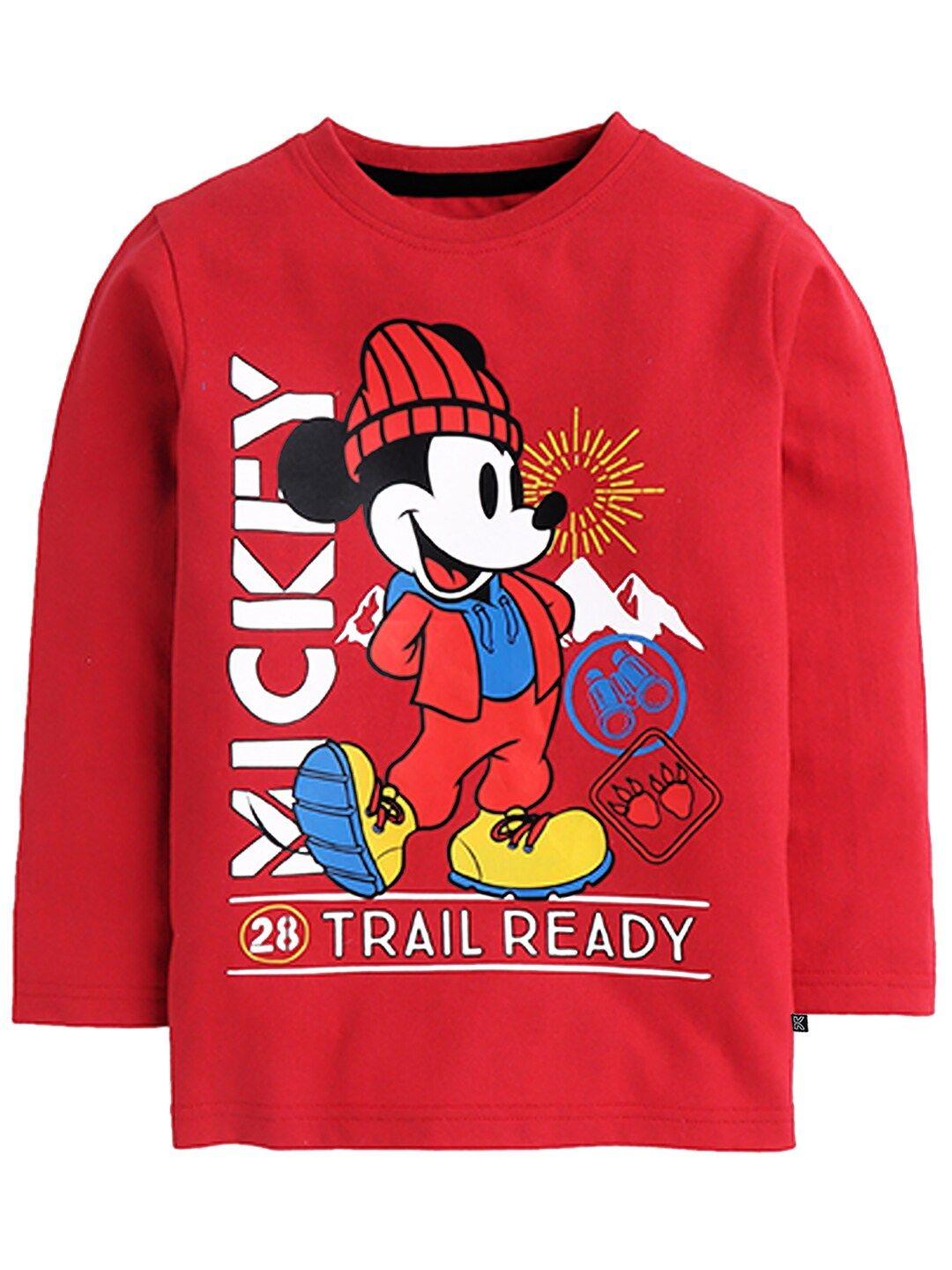 kinsey boys red mickey mouse printed cotton t-shirt