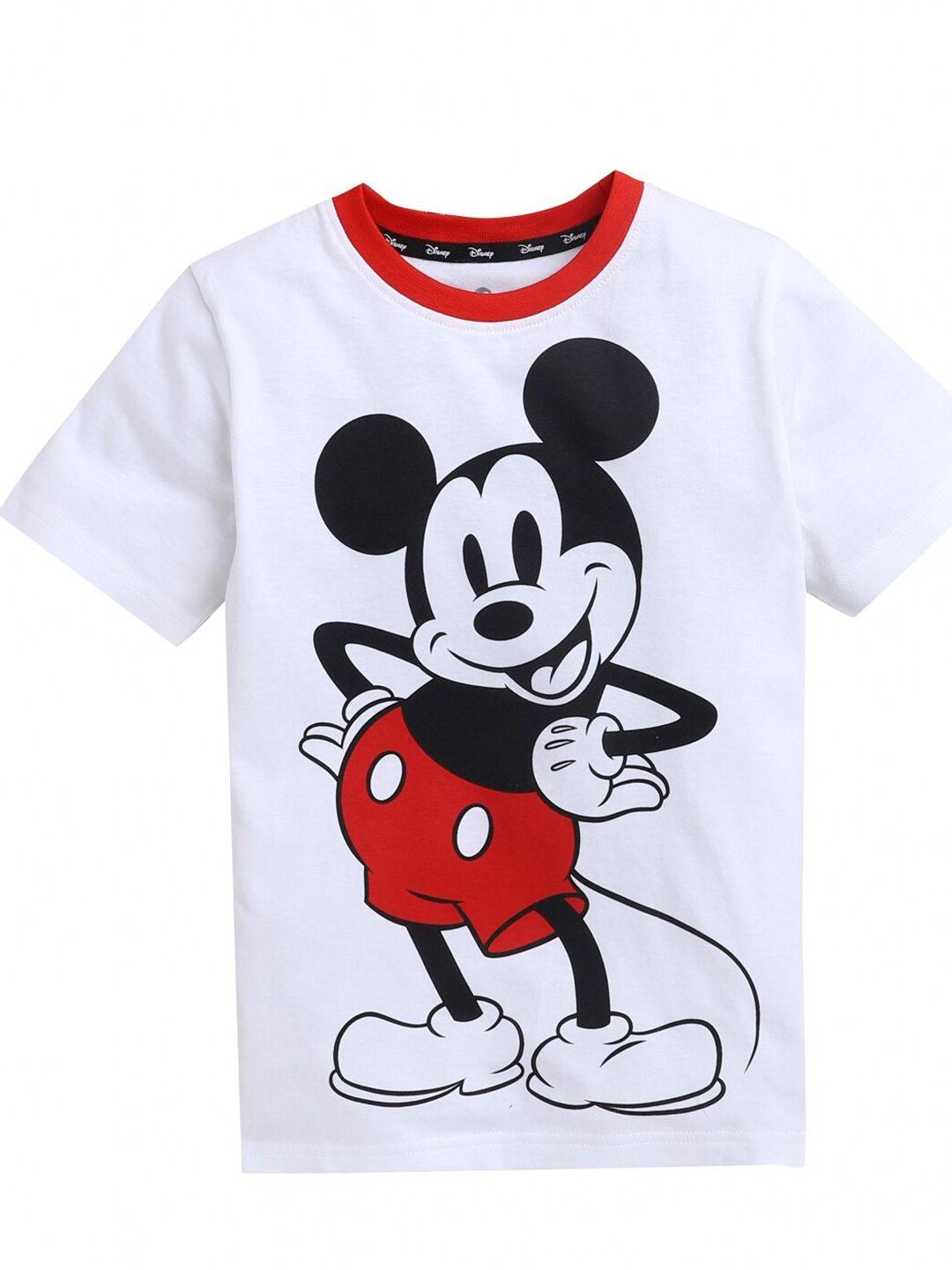 kinsey boys white mickey mouse printed bio finish applique t-shirt