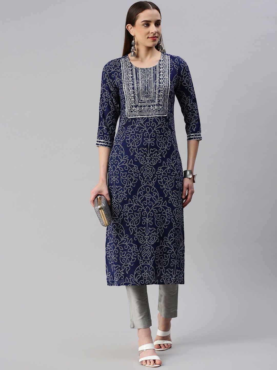 kipek bandhani printed straight kurta