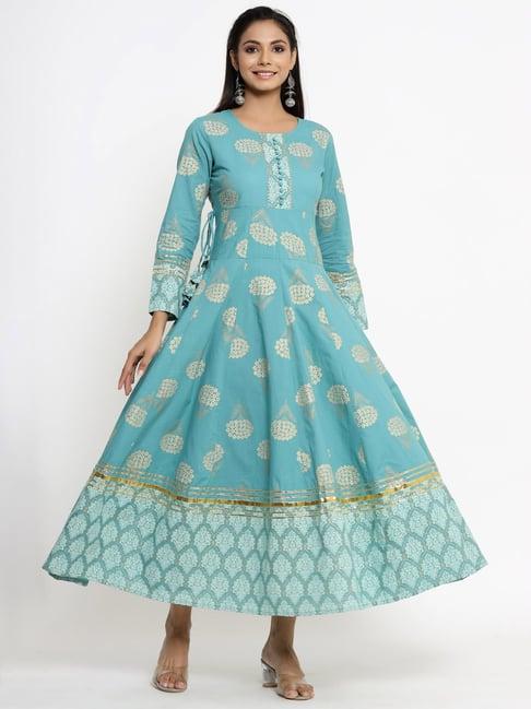 kipek blue printed a line kurta