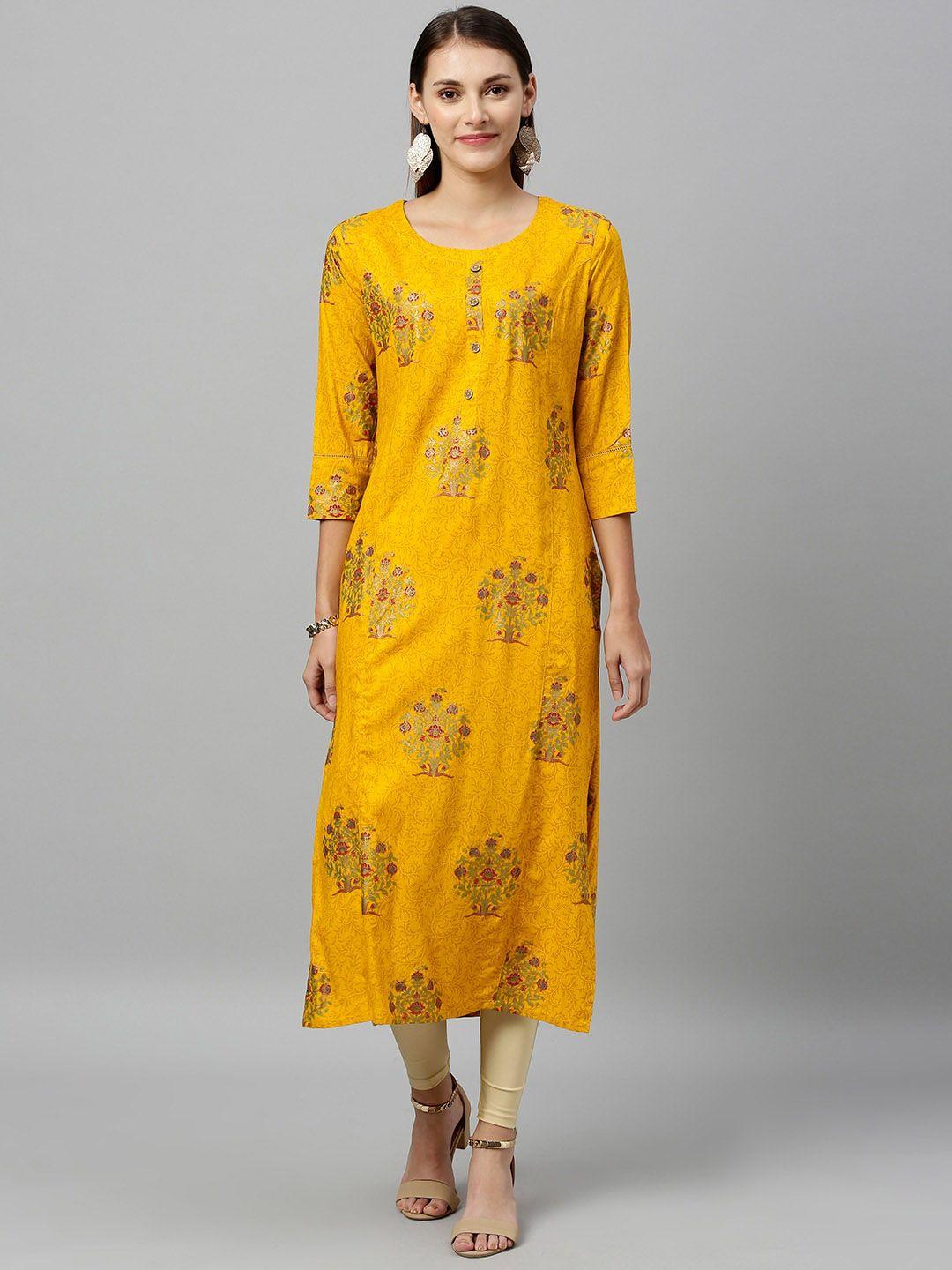 kipek floral printed round neck kurta